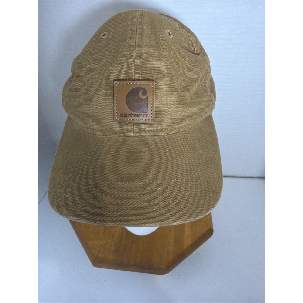 Carhartt Canvas Dad Hat Tan Brown Logo Patch‎ Adjustable Strapback One Size